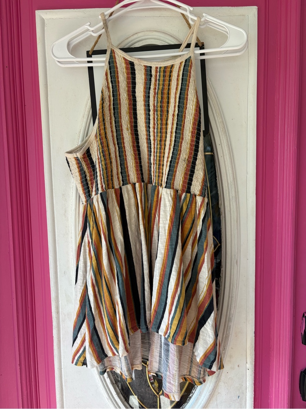 torrid Striped Halter Tank Top in Cream, Black, Mustard, Blue, Rust